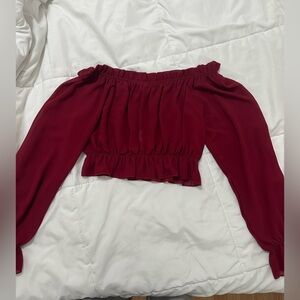 Ruffle sleeve off shoulder crop top